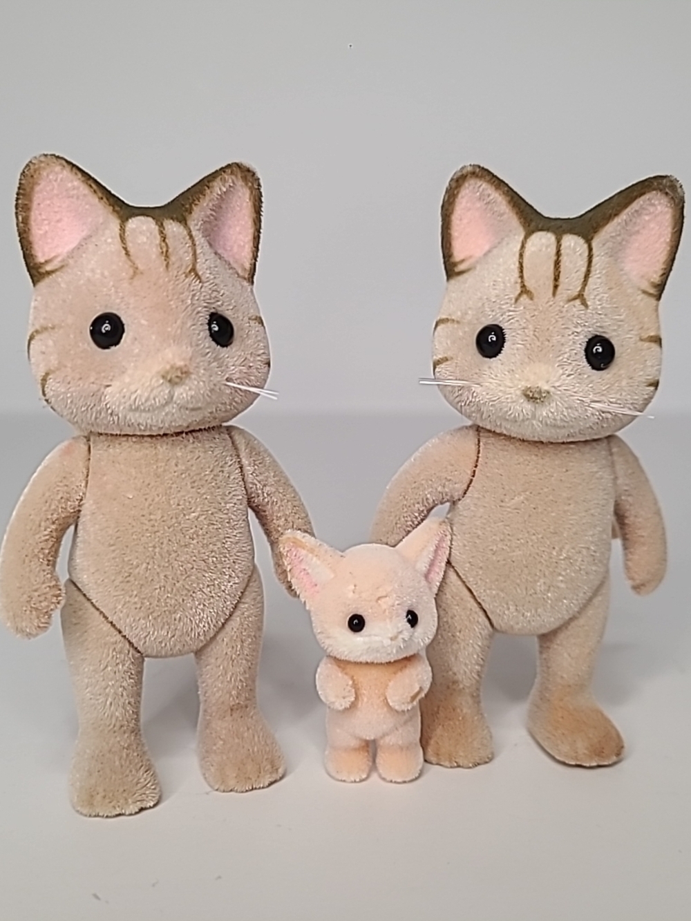 Sylvanian Families Epoch Tabby Cat Figures + Baby Fennec Fox Lot Calico Critters